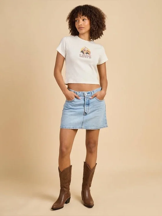 Levi's Women's Icon Skirt in a light-wash blue denim. - Picture 2 of 8